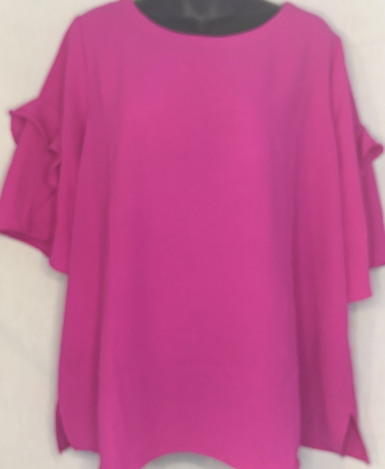 Like Love XL Hot Pink Ruffle Sleeve Blouse Chic Office to Dinner Elevated Basics
