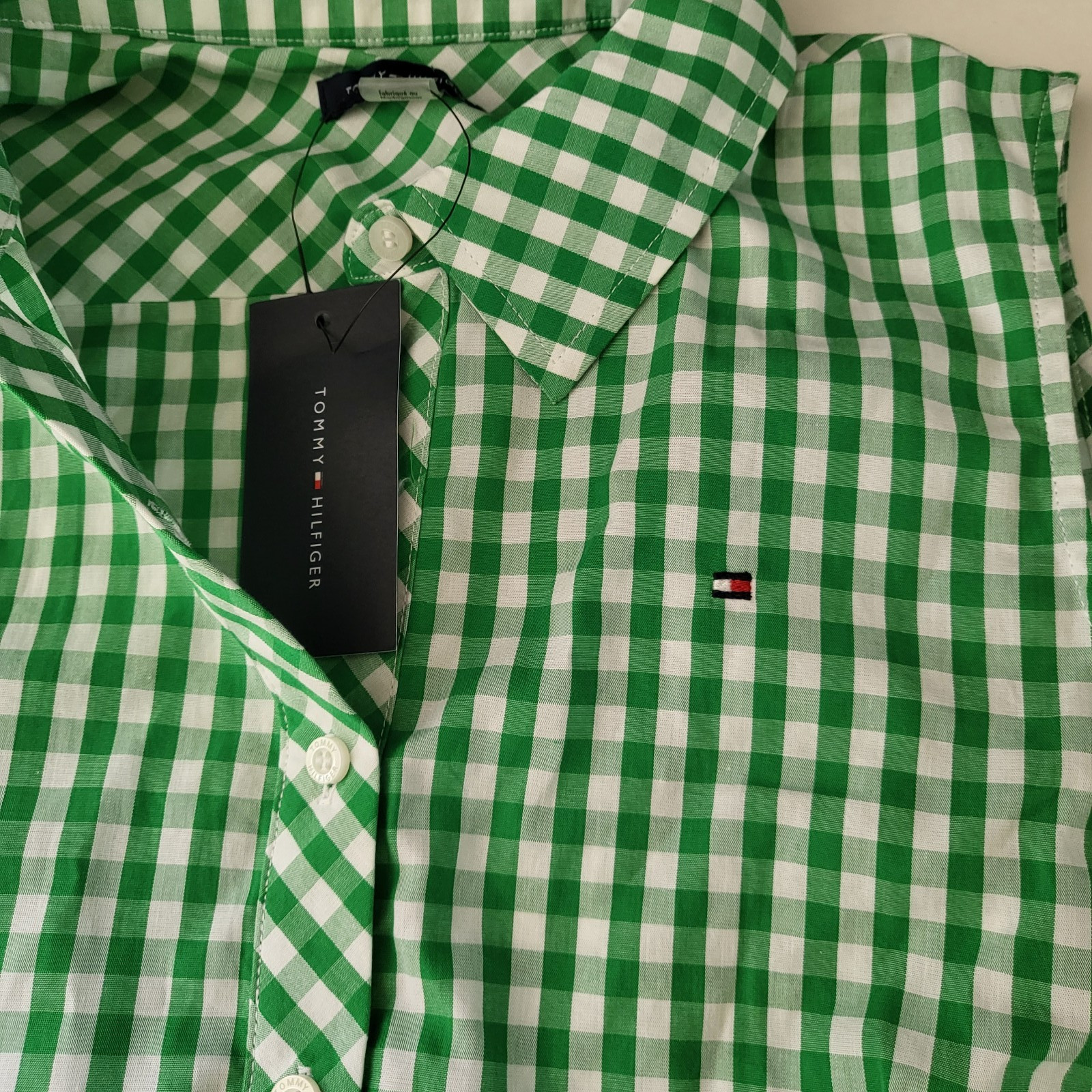 Tommy Hilfiger Button Front Woven Cotton Dress Womens Size 8 Plaid