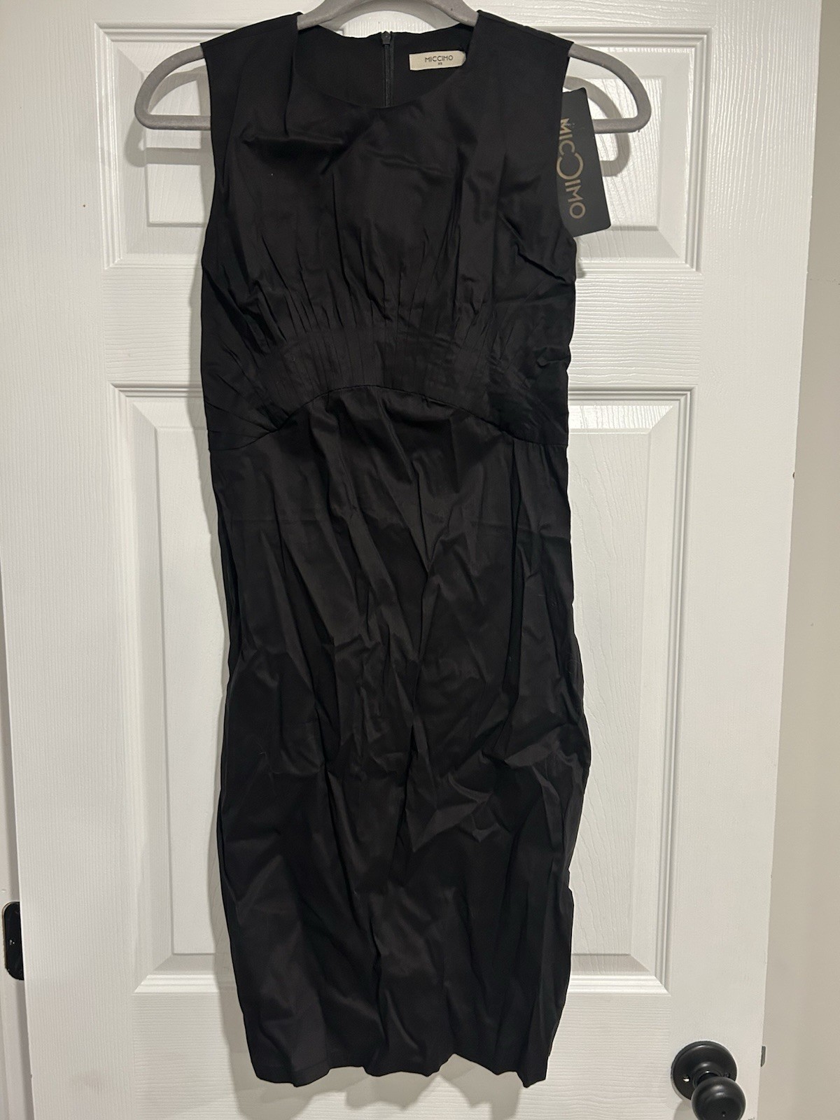 Miccimo Women’s Black Dress With Back Zipper Pleated Cotton Blend Dress Size XS