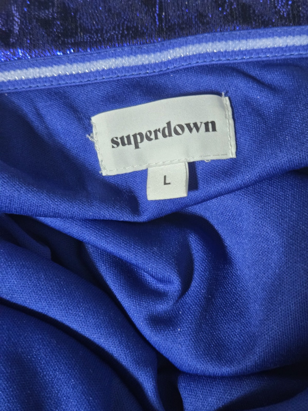 Superdown Revolve Tamia Asymmetrical Mini Dress Size Large Women’s Metallic Blue