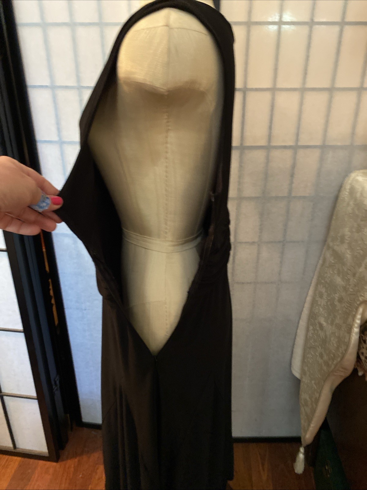 Dani Max Wom Estim M Sexy Black Assymetric Handkerchief Dress Plunging V-Neck