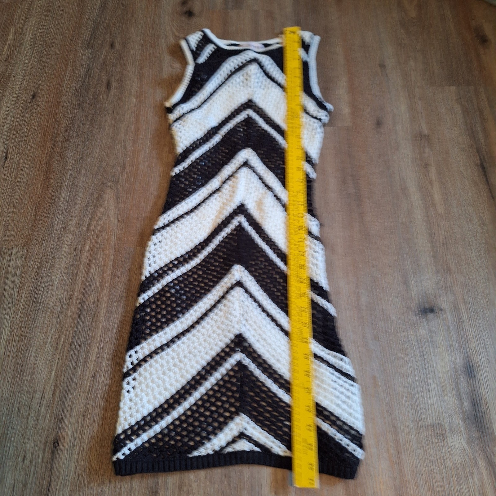 Willow & Wind M Knit Black White Chevron BodyCon Sleeveless Dress Cottagecore