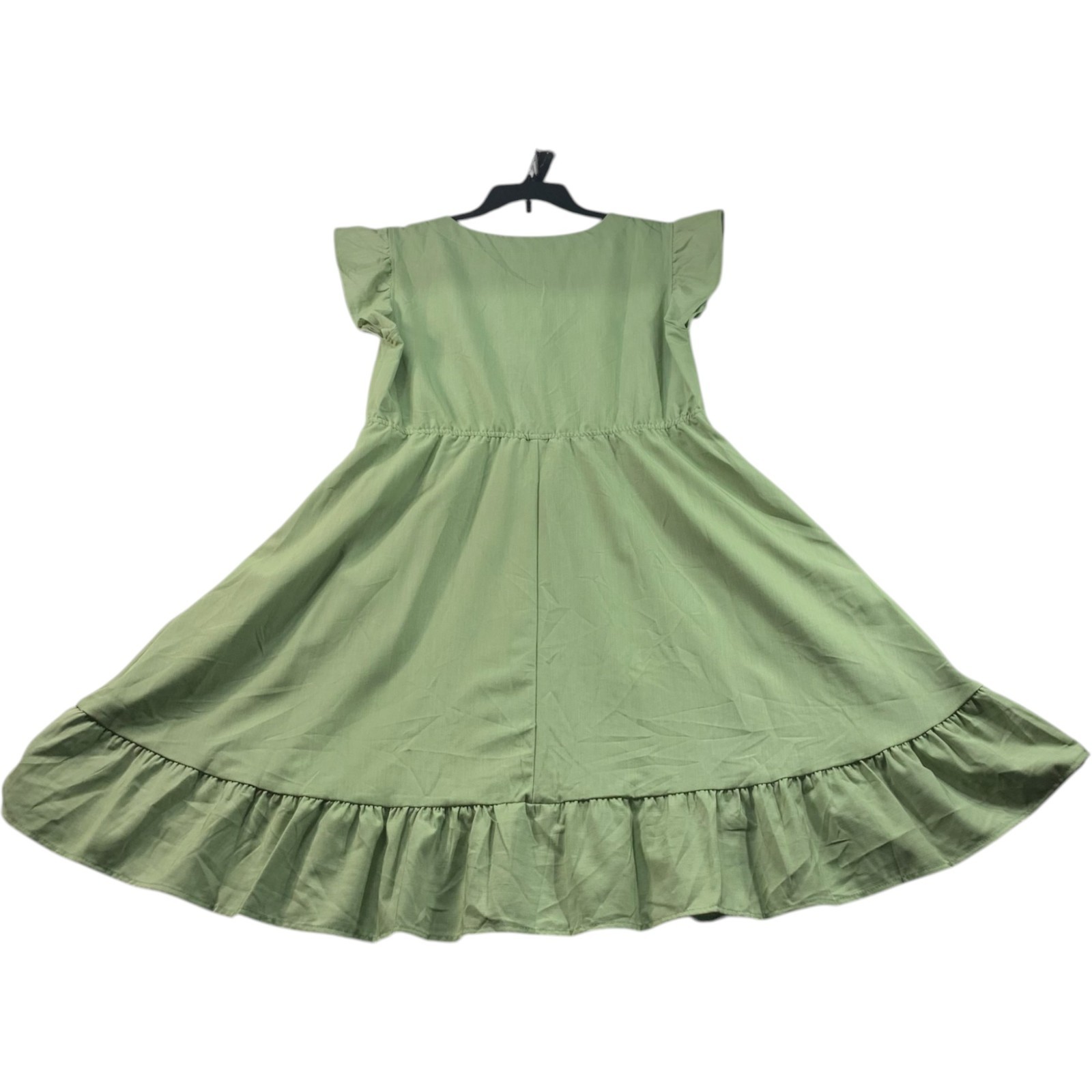 White Mark Dress Womens Plus Size 1XL Green Vneck Sleeveless New Pockets