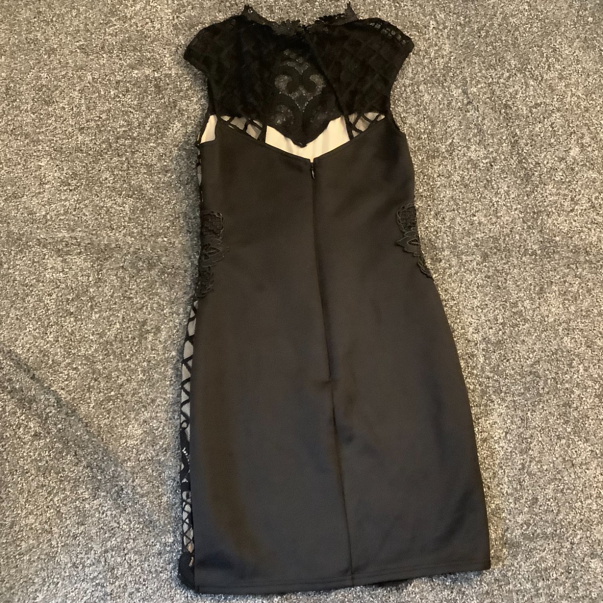 Lipsy London Womens Black Lace Overlay Evening Dress UK 12 34in Length JD03665