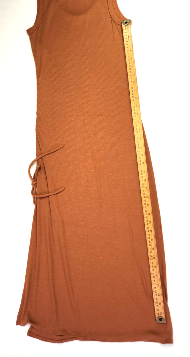J.Crew sleeveless round neck casual rib maxi tank dress side split NWT Small