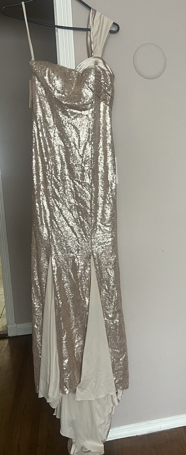Champagne Sequin Mermaid Gown Size 2 Sweetheart Long Formal Party Dress
