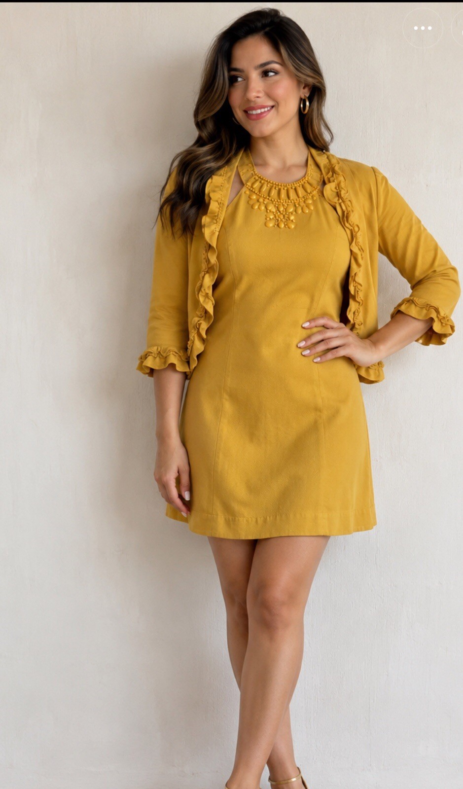 I N C International Concepts Mustard Color Beaded Dress Size12 With Blazer