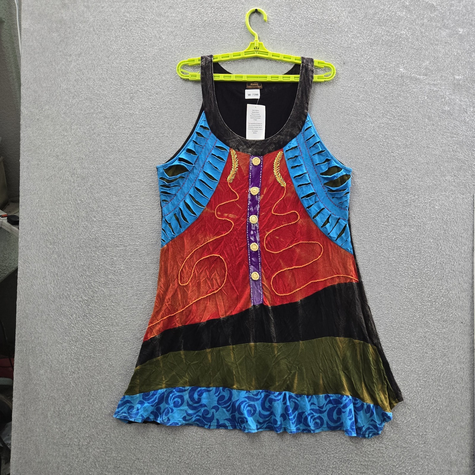 Rising International Women Dress 3XL Black Embroidered Colorblock A-Line Nepal
