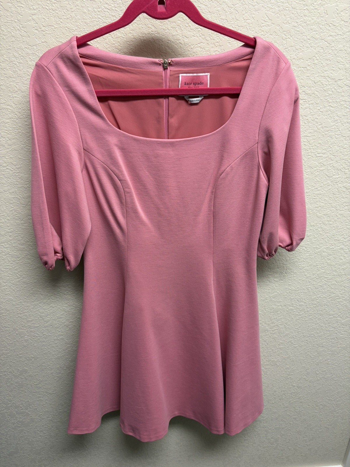 Kate Spade New York Pink Fit & Flare Dress Women’s Medium Puff Sleeve