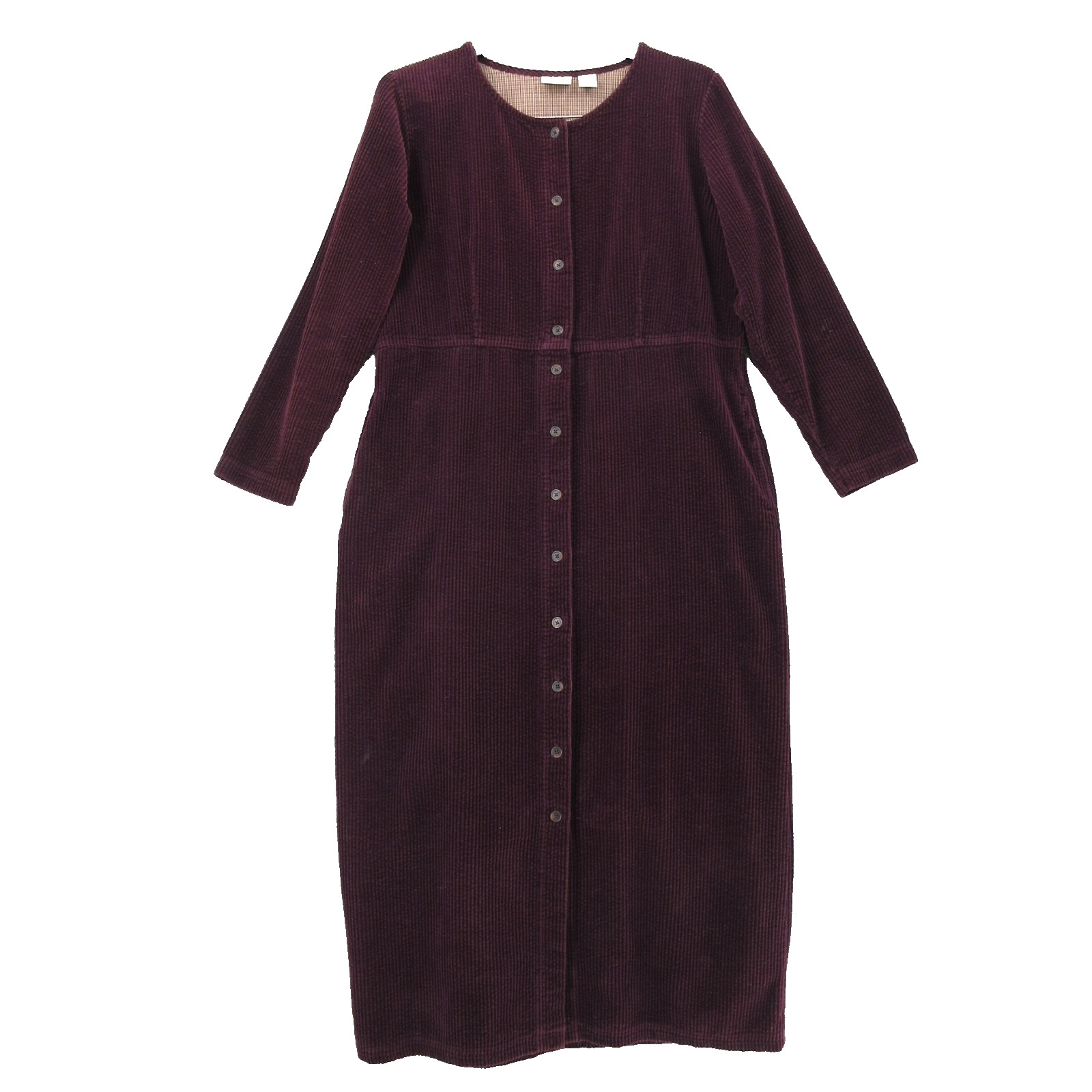LL Bean Women’s 12 Corduroy Plum Midi Shirt Dress Long Sleeve W/ Pockets