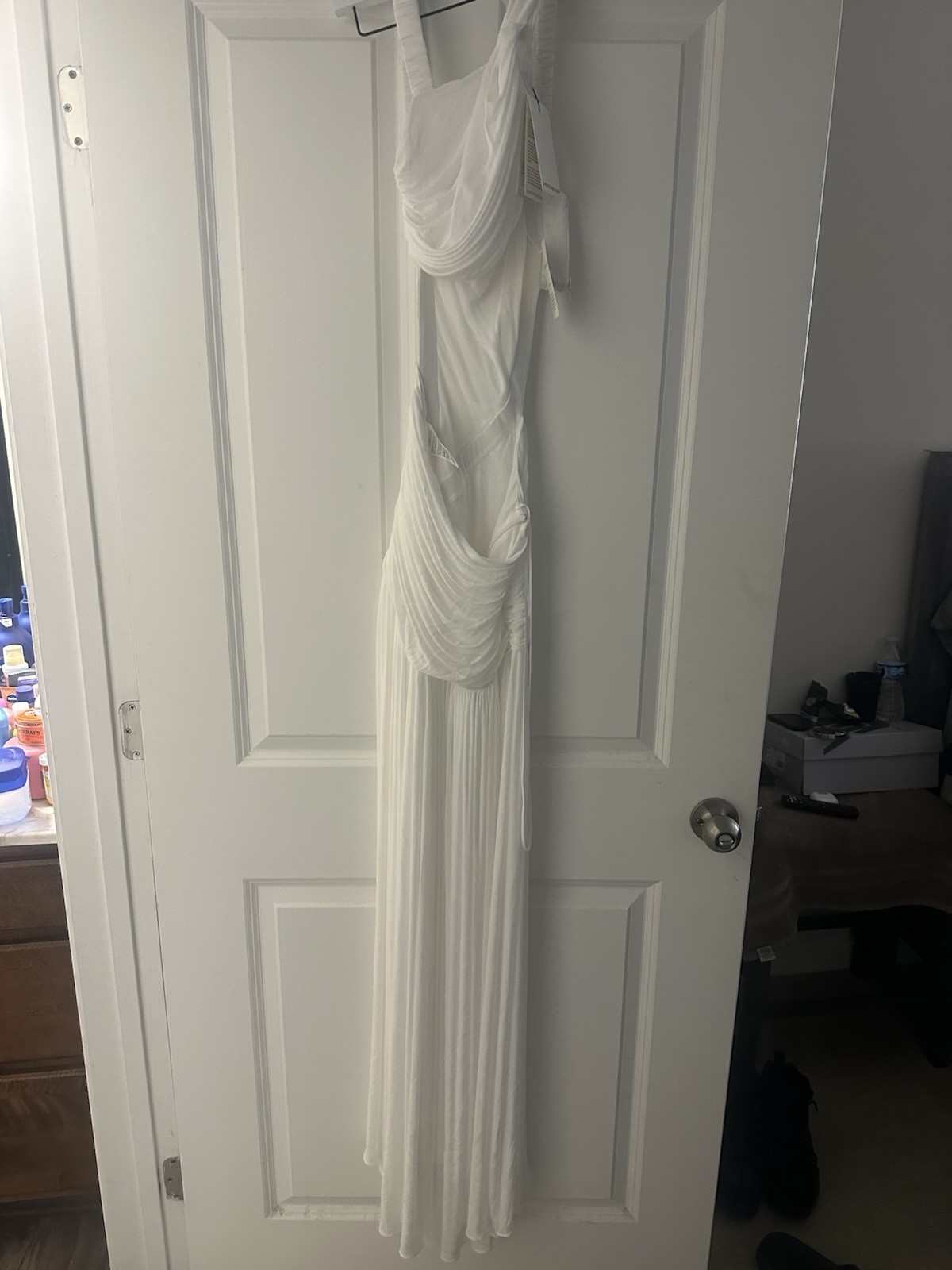 Christopher Esber Orion Maxi Dress White Cut-Out Ruched Sleeveless 8 AU