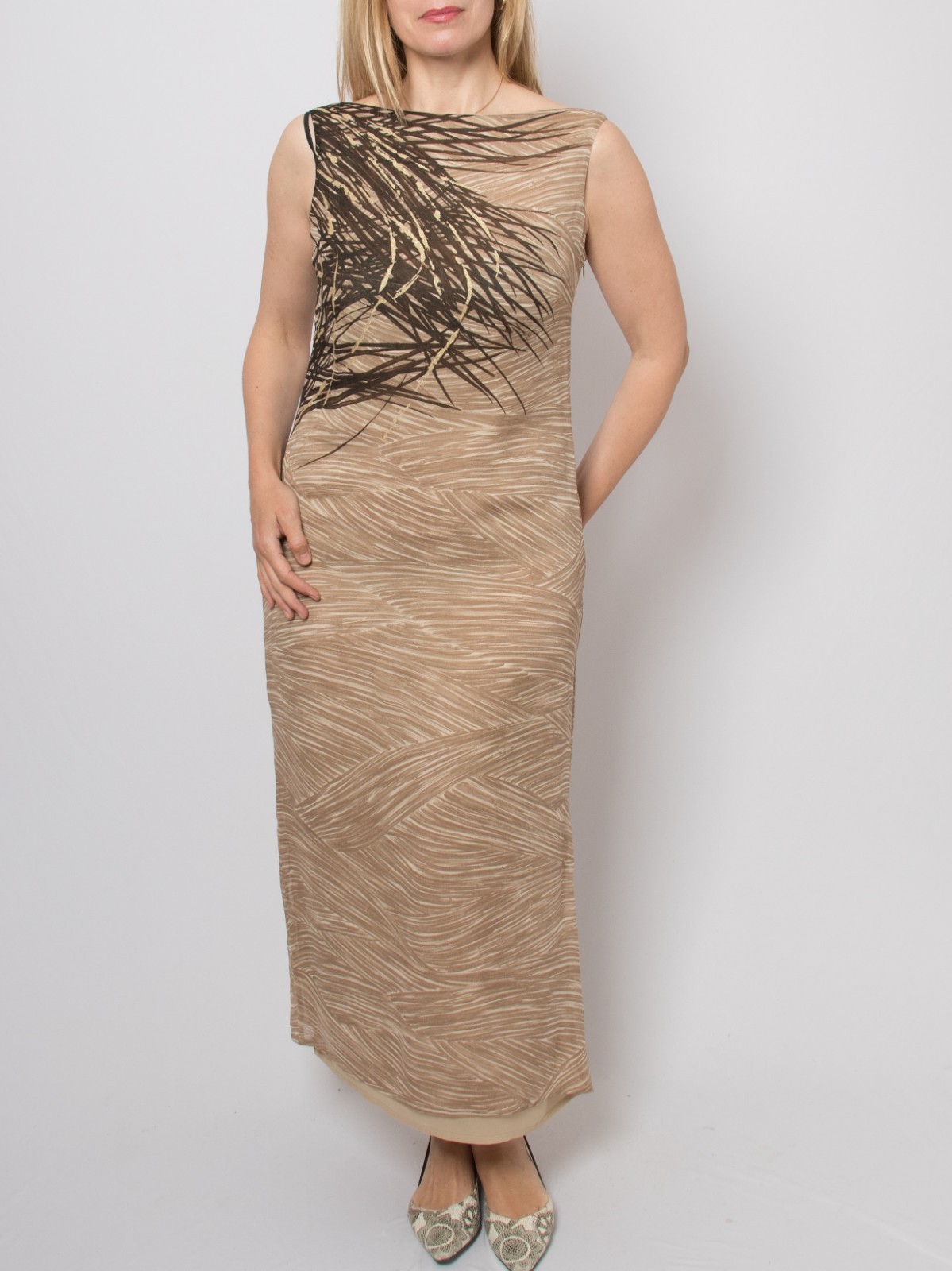 Gianfranco Ferré Studio Maxi Dress Botanical Print Viscose Made in Italy Size S