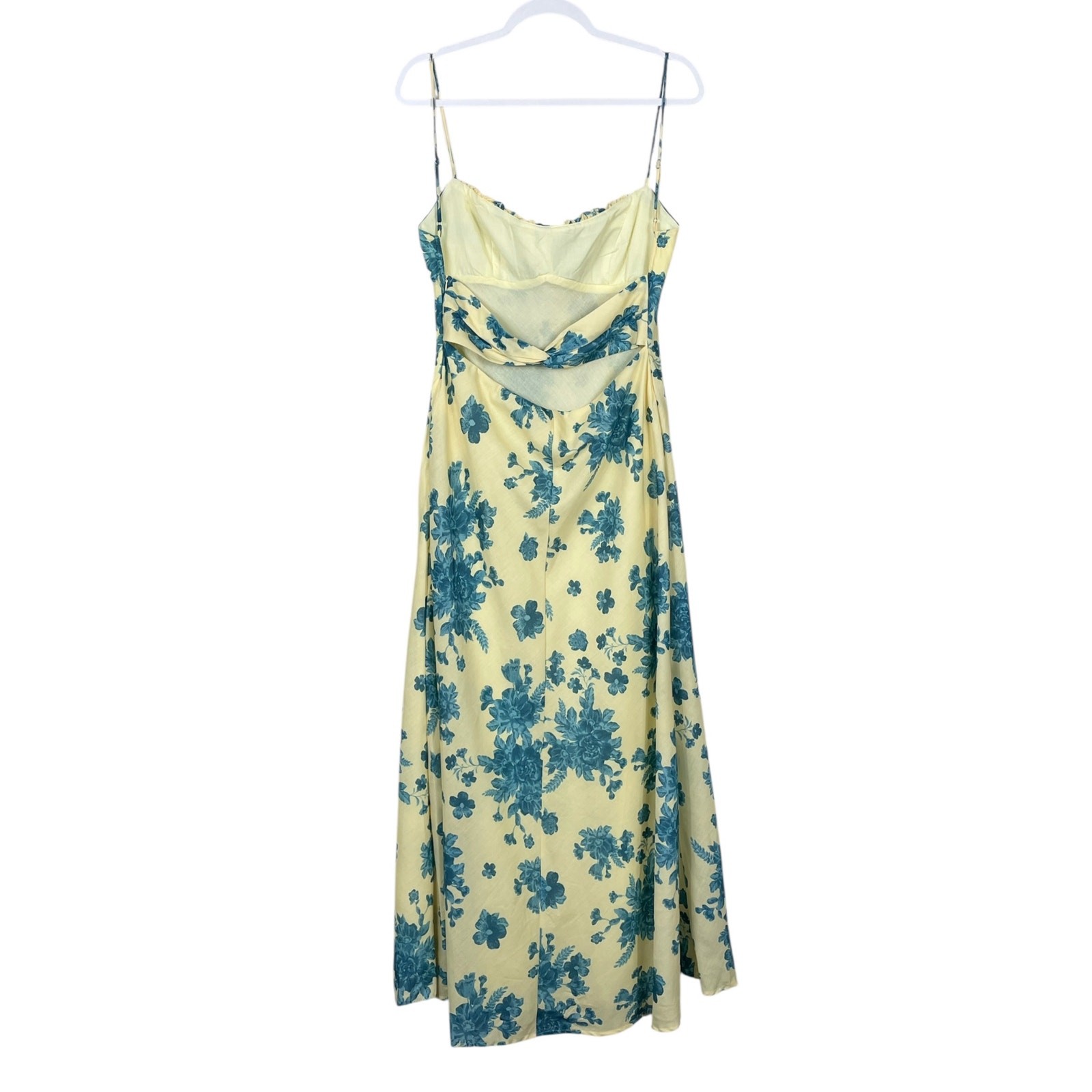 Billy J Margie Midi Dress Yellow Blue Floral Size 14 Romantic Wedding Guest