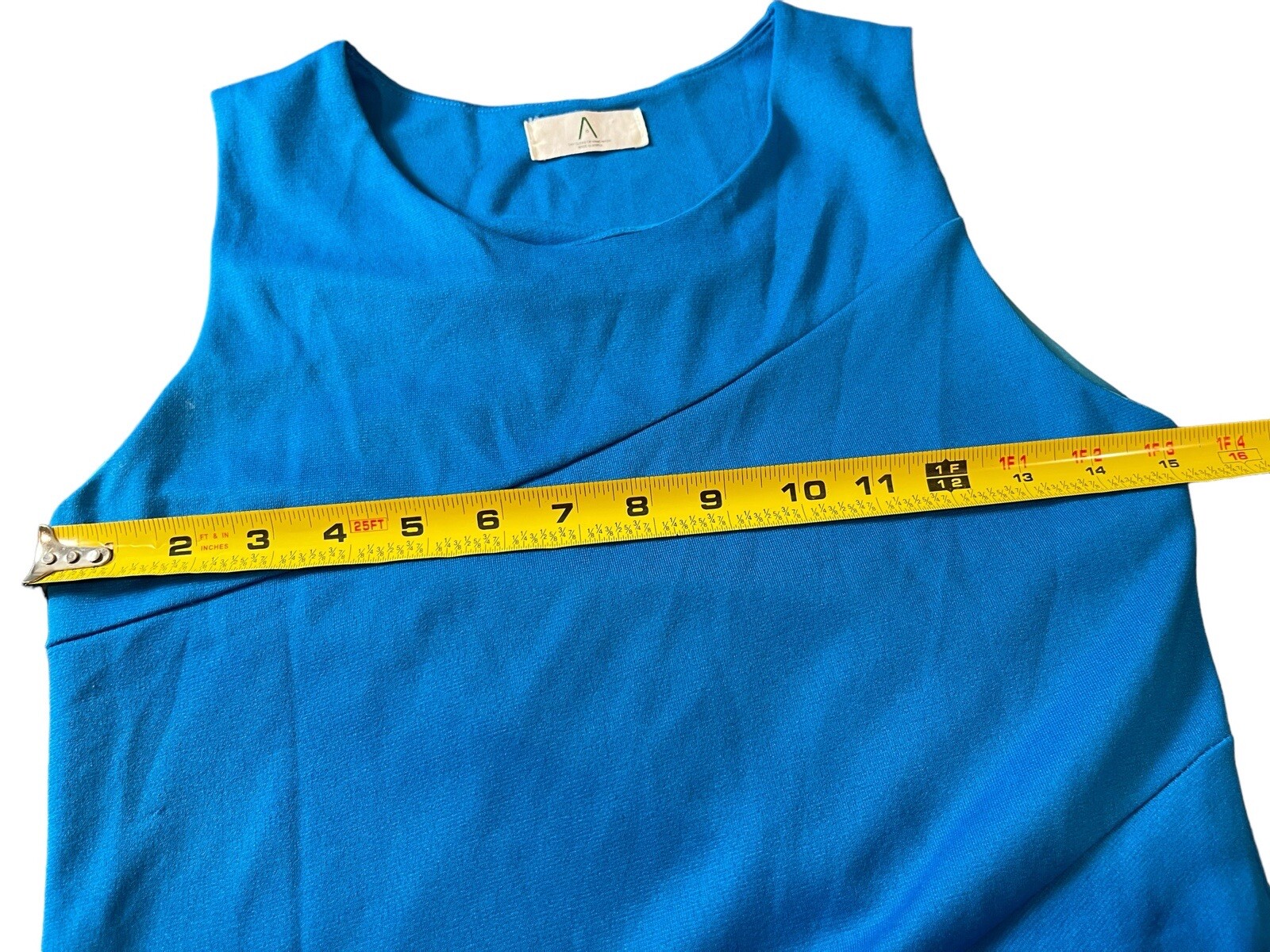 Blue Stretchy With Satin Lined Blue Tiered Sleeveless Athletic Look Dress S