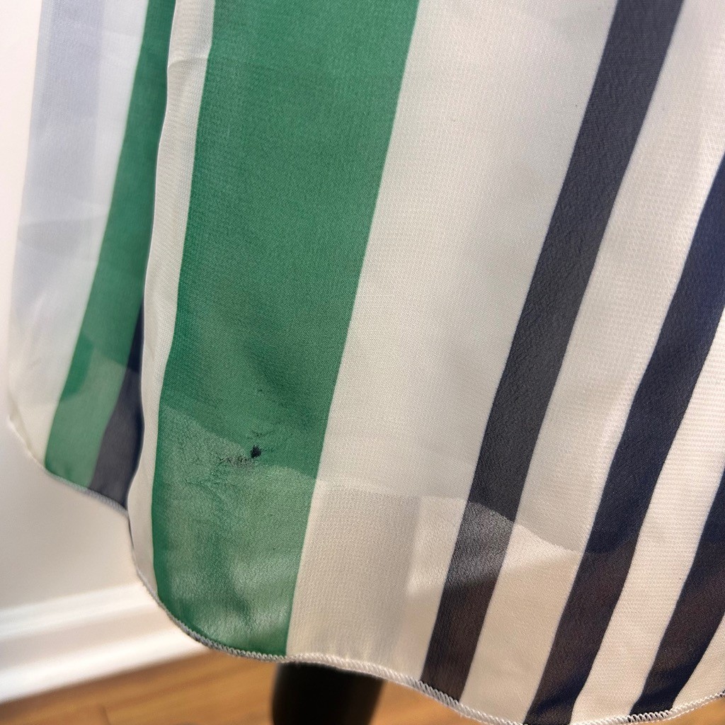Espresso Colorblock Striped Chiffon Dress Womens Medium Green Orange Navy White
