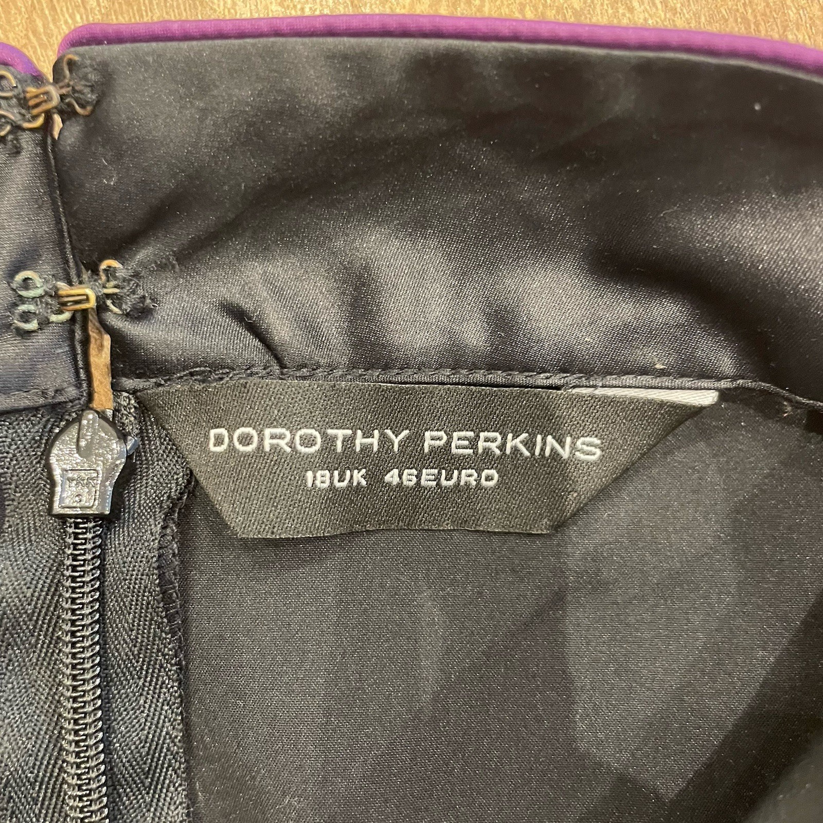 Dorothy Perkins Black Chinese Oriental Style Dress – UK 18 – Black Sateen Pink
