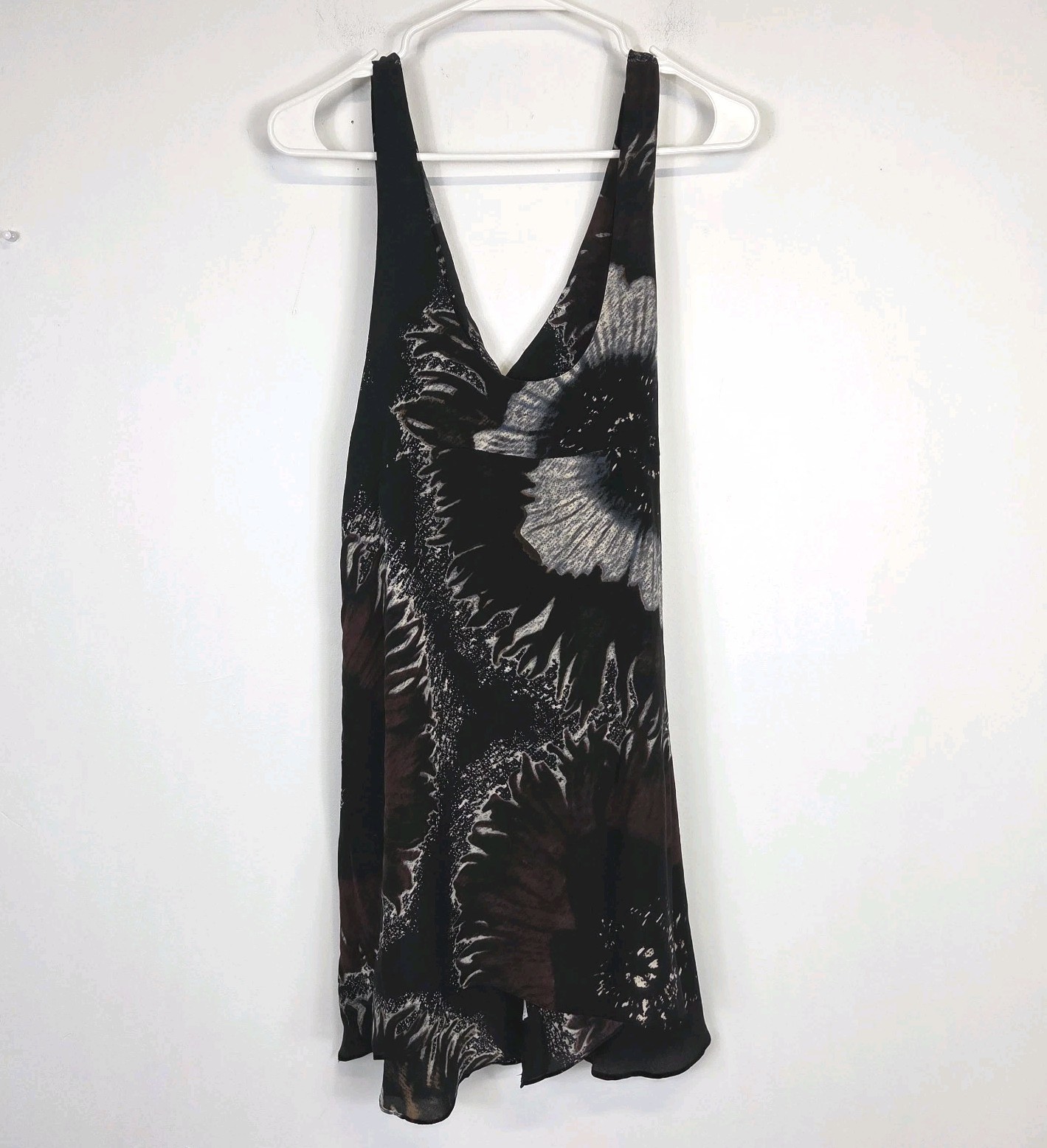 One Teaspoon Silk Tank Dress Night Daisies Black Print Sleeveless A-Line Sz 8