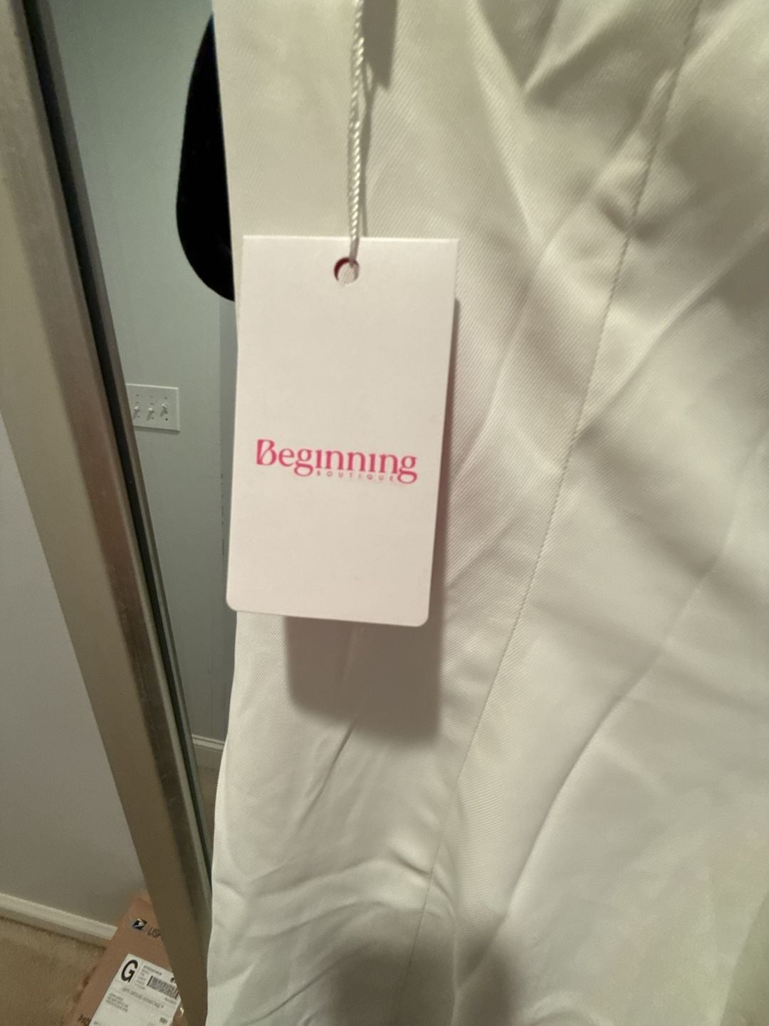 Beginning Boutique Scott White Mini Dress with Scallop Trim