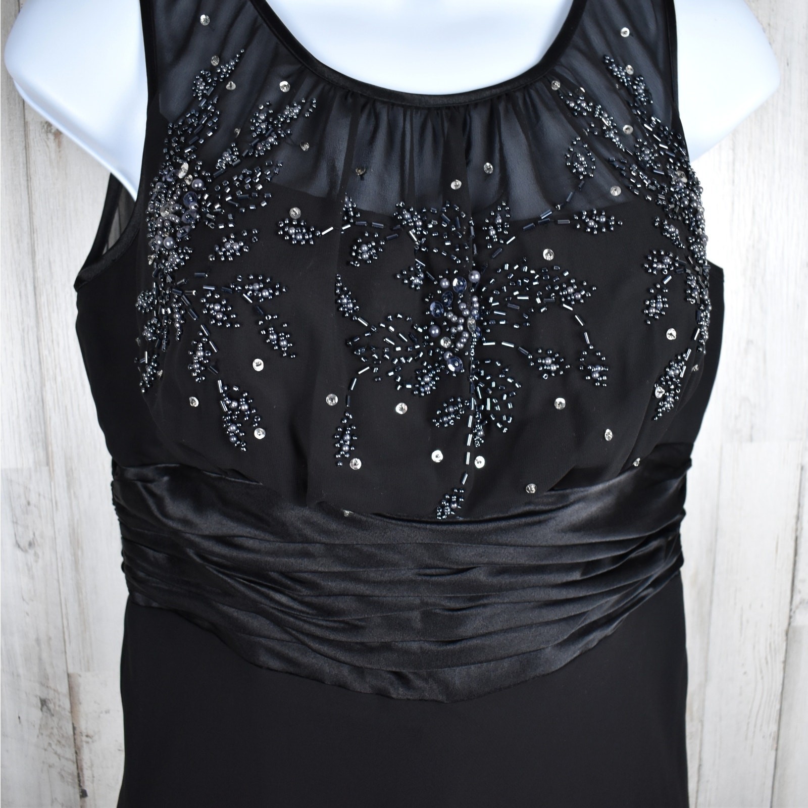 Vintage Black Beaded Sleeveless Formal Dress Women’s 6 Petite Whimsigoth Prom