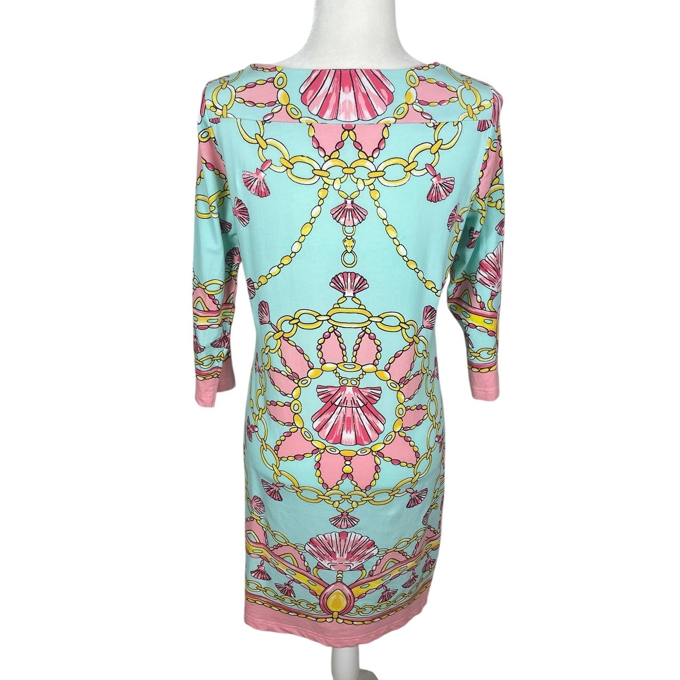 Barbara Gerwit Printed Dress Shells Chains Resort Wear Coastal Women’s Sz Medium