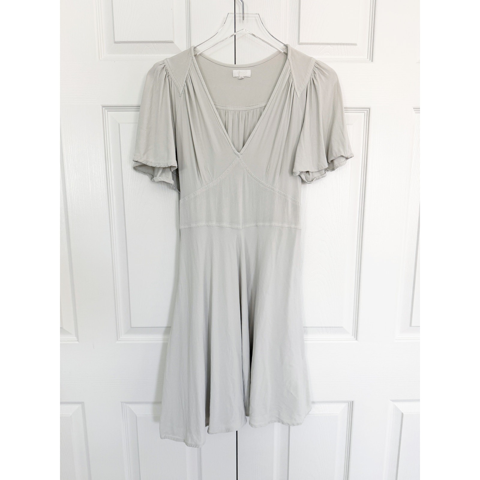 Ghost London Bone Grey Fit and Flare Dress Romantic Balletcore Fairycore L GUC