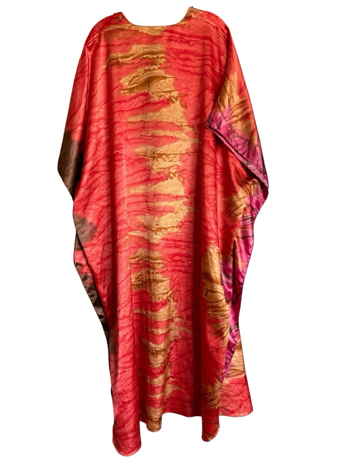 VTG SANTE CLASSICS Women’s Colorful Kaftan Maxi Dress One Size Orange Red