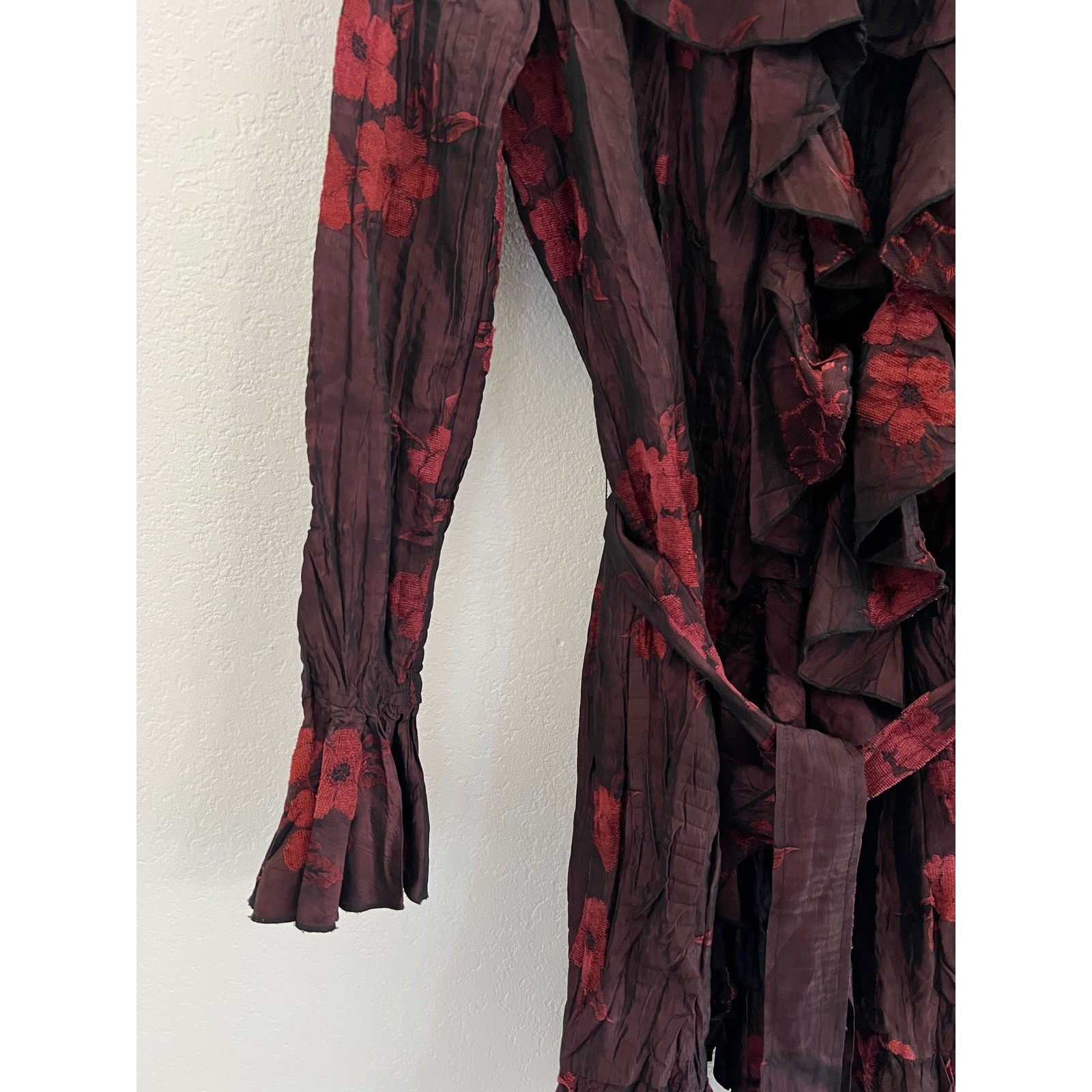 Alberto Makali Crushed Velvet Burnout Floral Mini Dress Small Whimsygoth Artsy