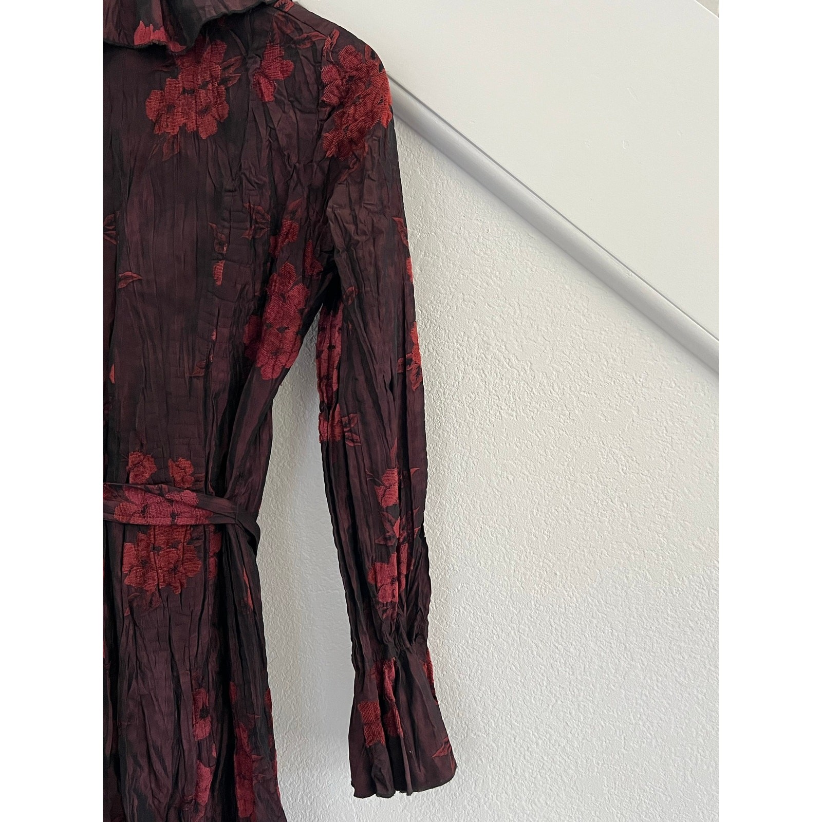 Alberto Makali Crushed Velvet Burnout Floral Mini Dress Small Whimsygoth Artsy