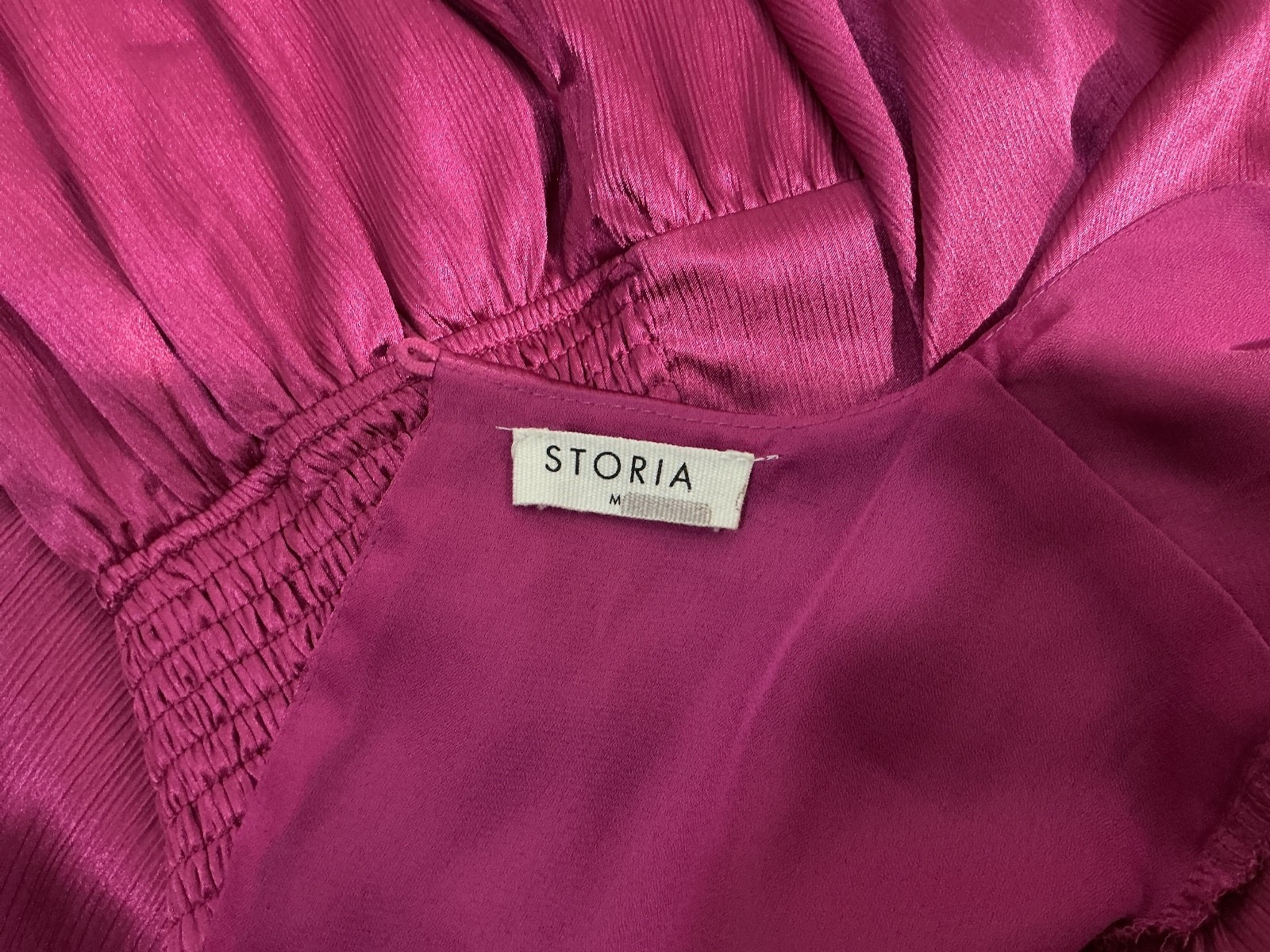 Storia Satin Layered Tier Romper in Fuchsia, Size M