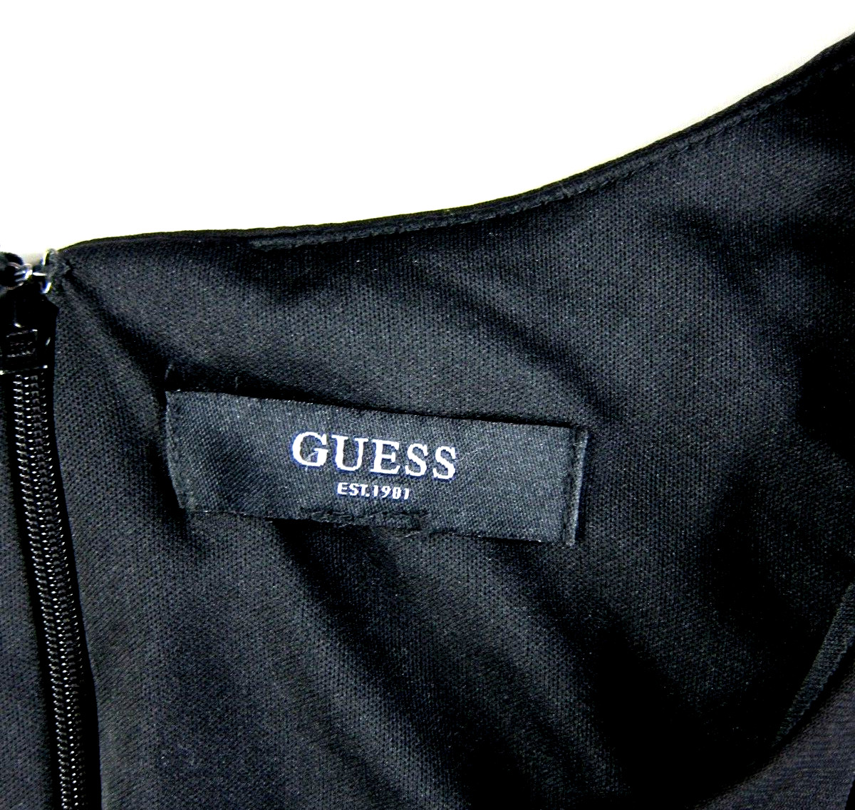 GUESS Black Stretch Ruche Silver Studded Beaded VNeck Long Sleeve Sheath Dress L