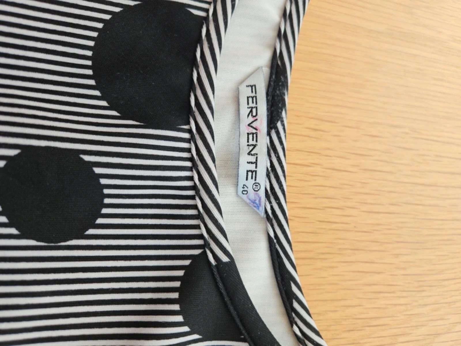 Fervente Black & White Polka Dot Stripe Stretch Dress