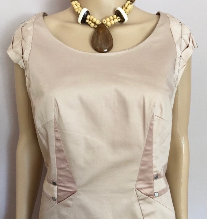 Cotton Colors Extra Studio Peach Rose Lined Shift Cap Sleeve Dress Sz M