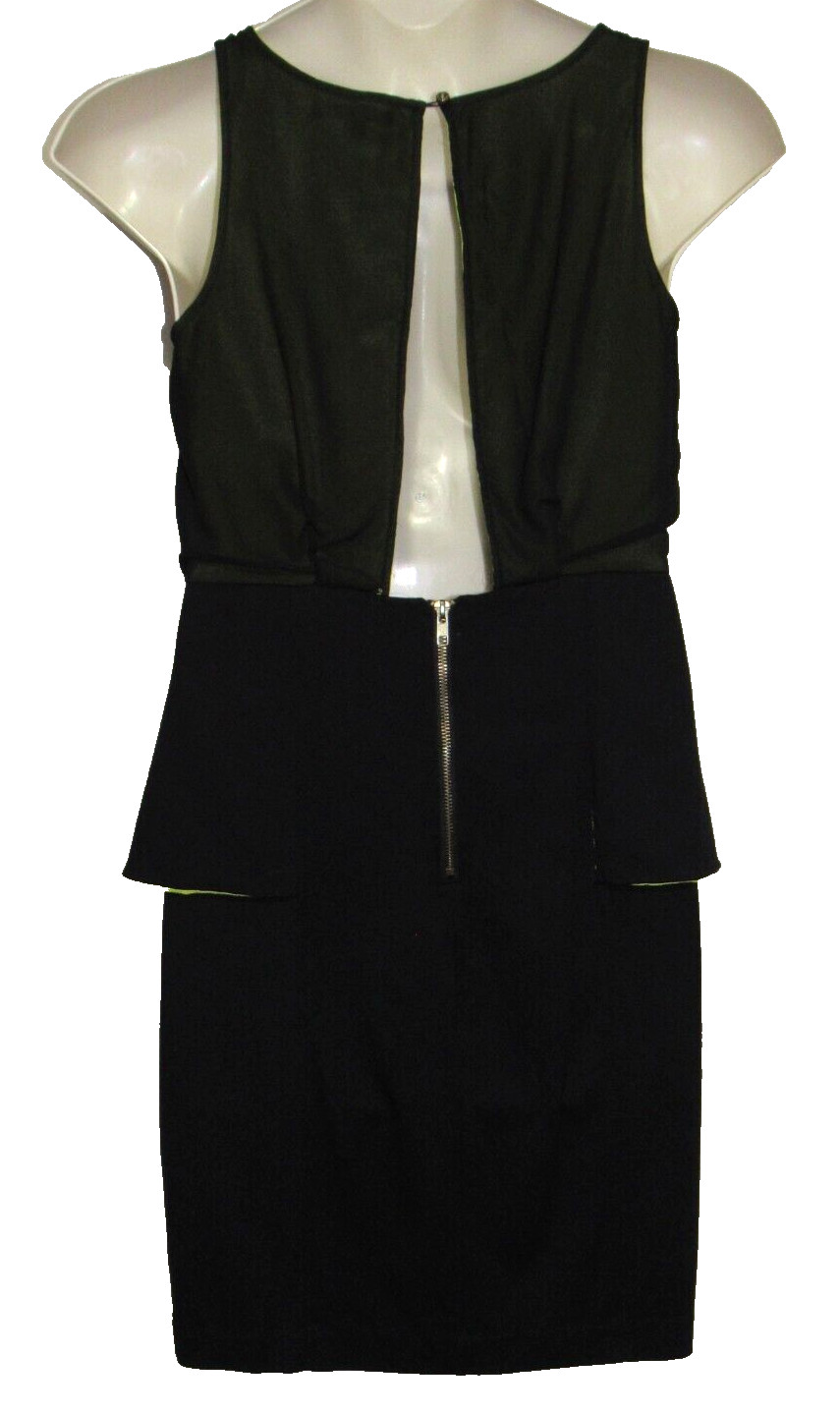 Black Sheath Cocktail Dress Womens 8 Peplum Cutout Back Event Formal Knee Length