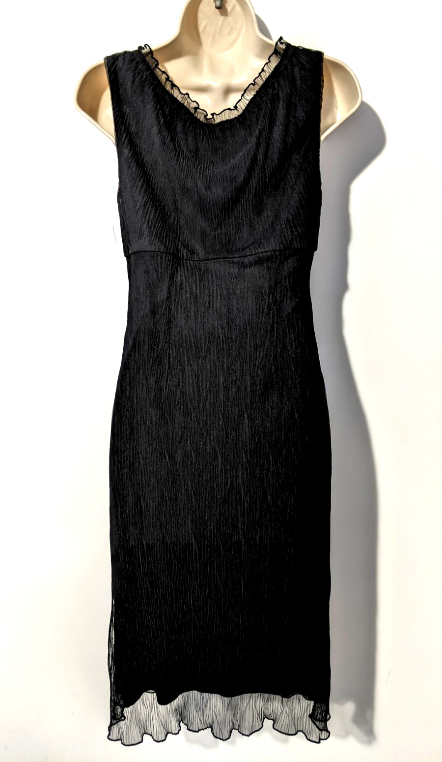 CONNECTED APPAREL Women’s Sheer Black Dress Sz 4 100% Polyester Solid Liner EUC