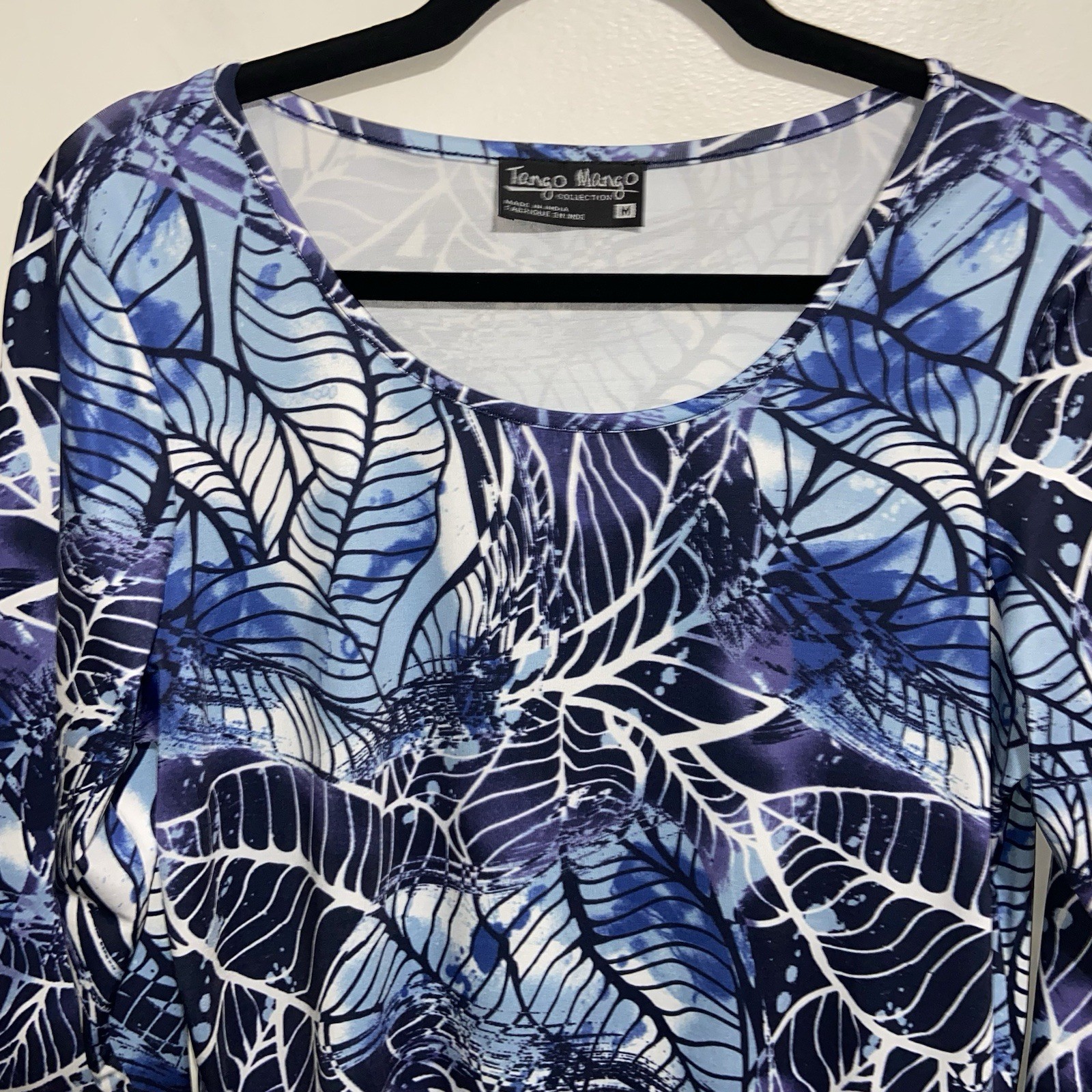 Tango Mango Dress Womens Medium Stretch Floral Leaf Print Tropical Resortwear