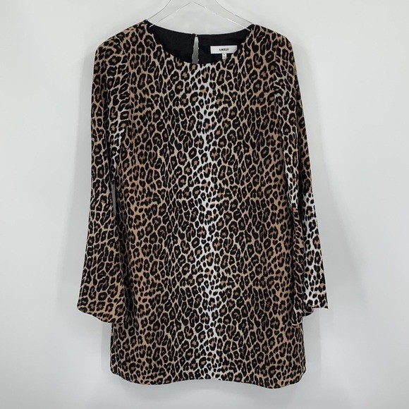 Likely Perry Leo leopard print mini dress brown black bell sleeve women 6