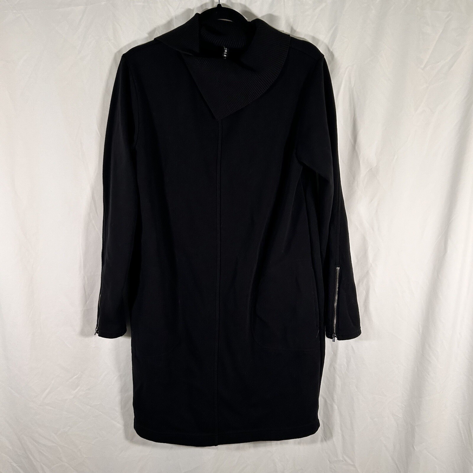 Athleta Sweater Dress Women’s Small Tall Black Cowl Neck Long Sleeve Pockets