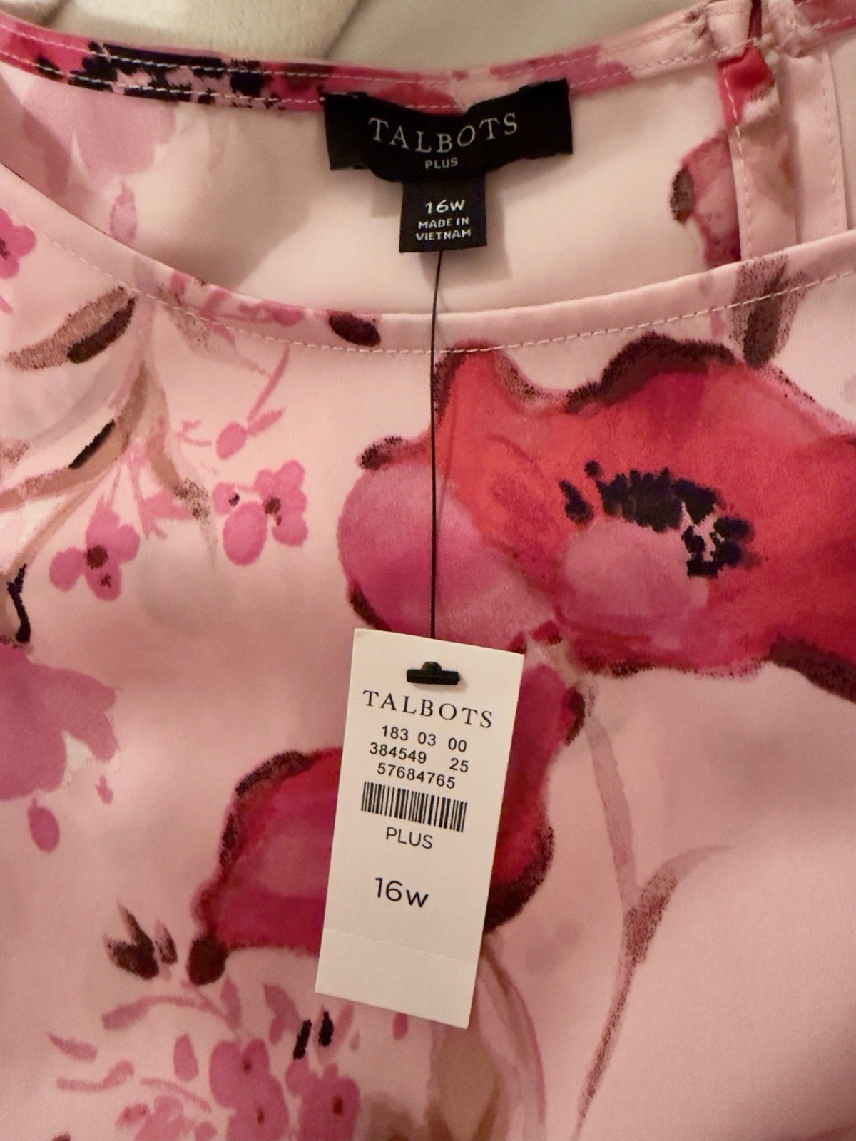 🩷 NEW! TALBOTS Satin Midi Dress Watercolor Bouquets Floral Print Size 16W