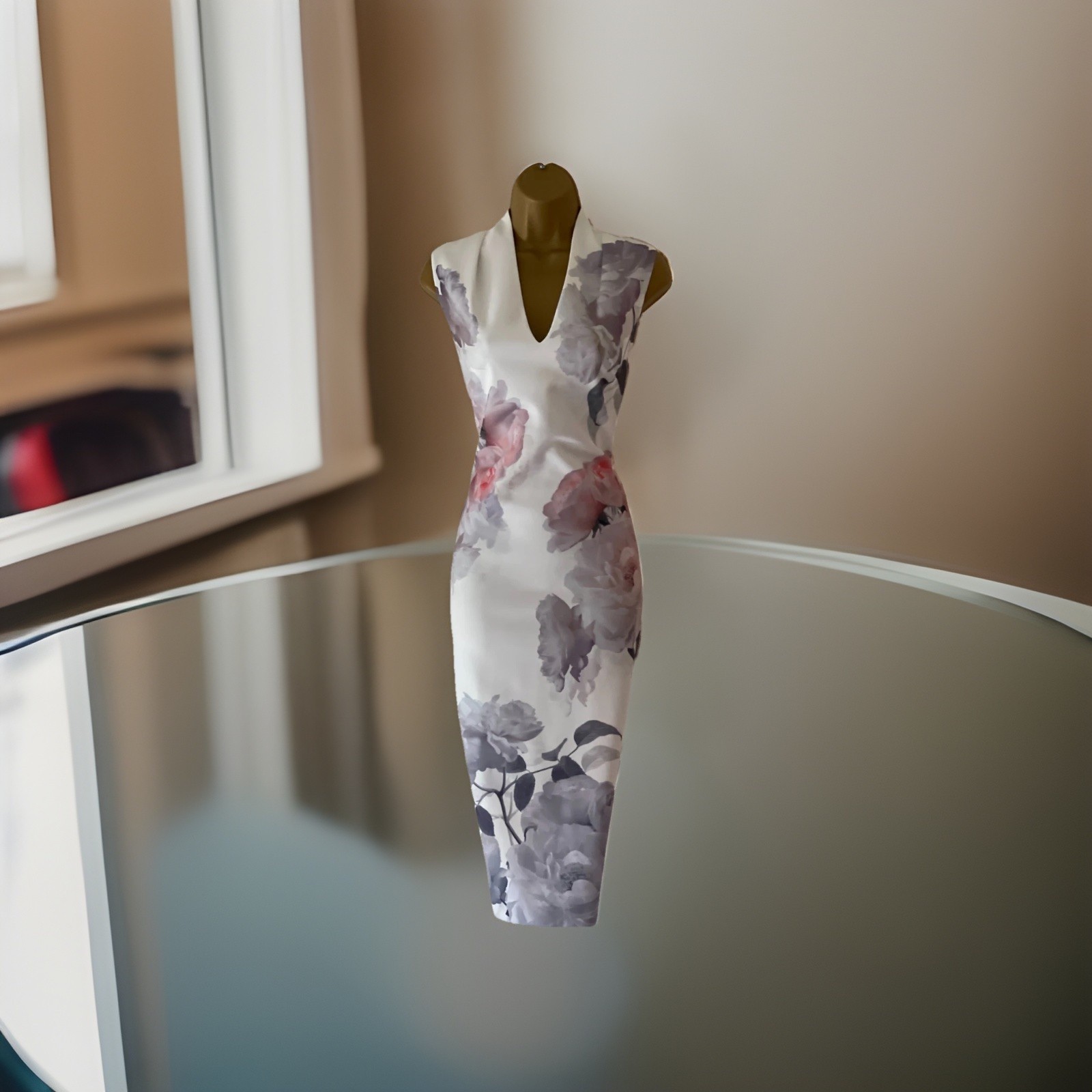 TED BAKER MARAH FLORAL BODYCON SCUBA DRESS TB SIZE 4 (UK 14) US 10 (EUR 42)