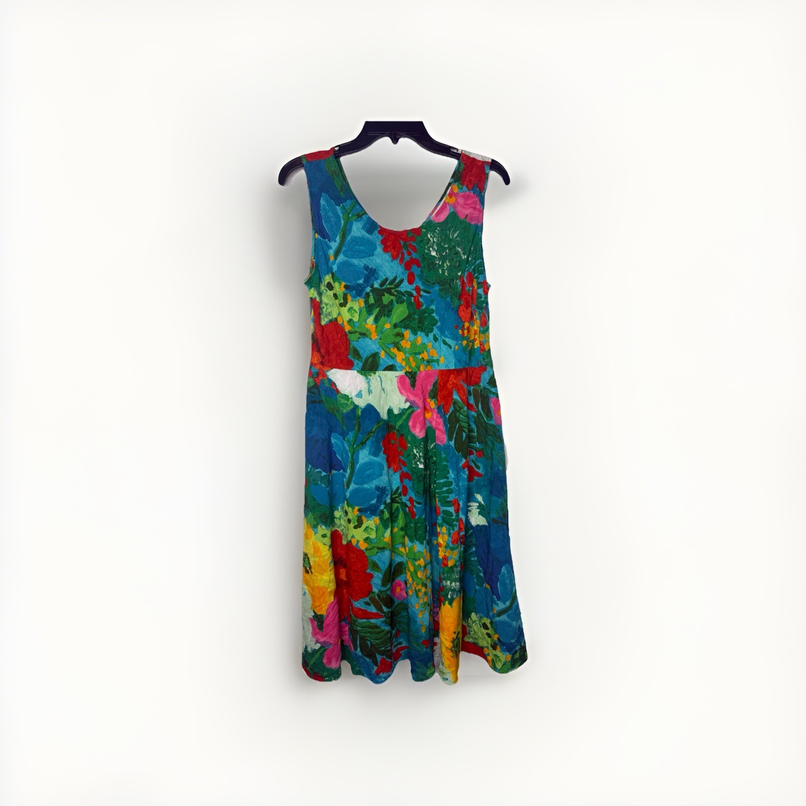 Jams World Dress Large Tropical Floral Hawaiian island Shift Sleeveless Garden