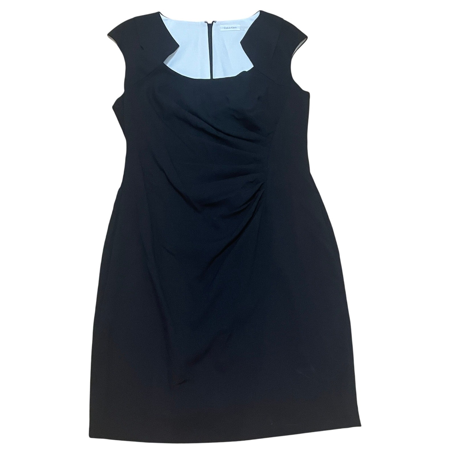 Calvin Klein LBD Black Dress Women’s 14 Sleeveless Sheath Career Cocktail Party
