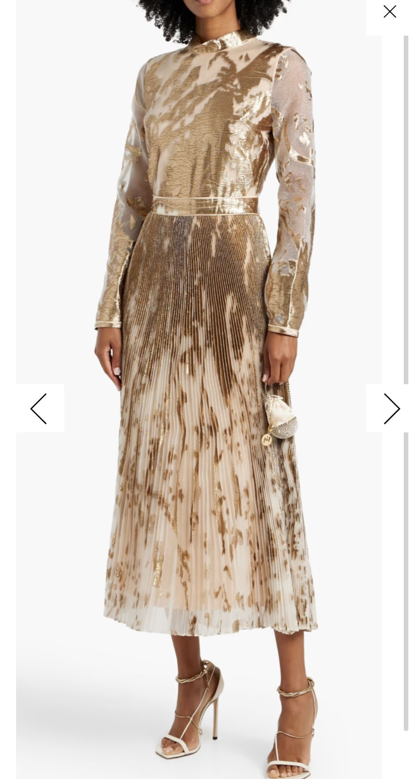 Simkhai Cassini Pleated Metallic Dress Size Small