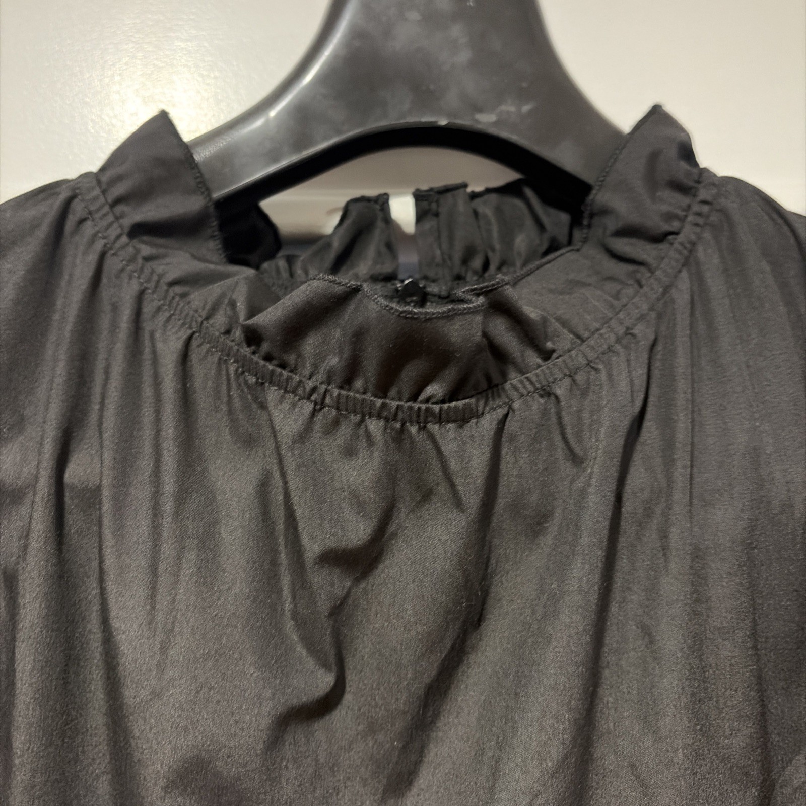Black Long Sleeve Fall/Winter Knee Length Ruffle Dress