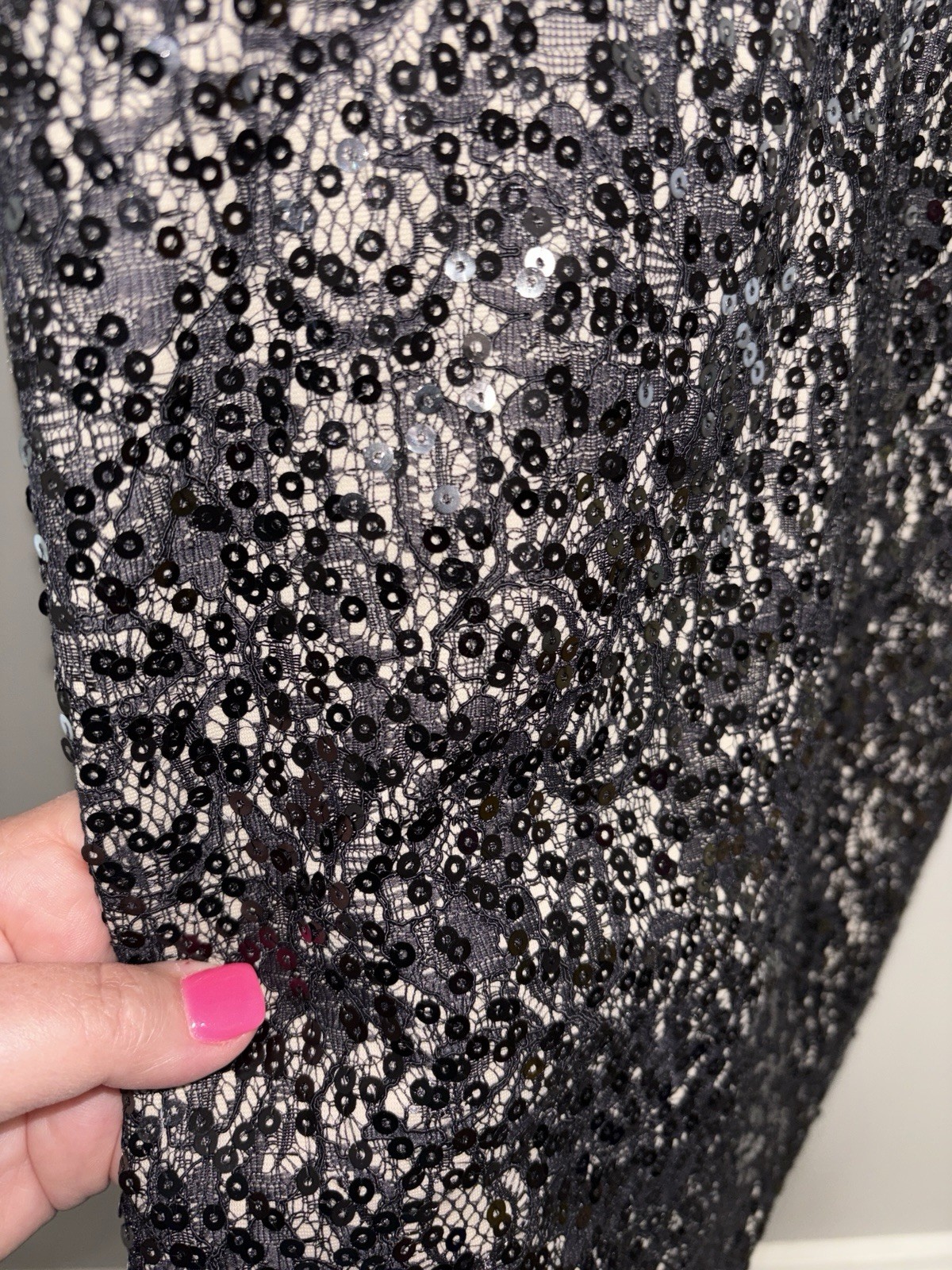 Jessica Simpson Black Sequin Lace Halter Cocktail Dress Size 8