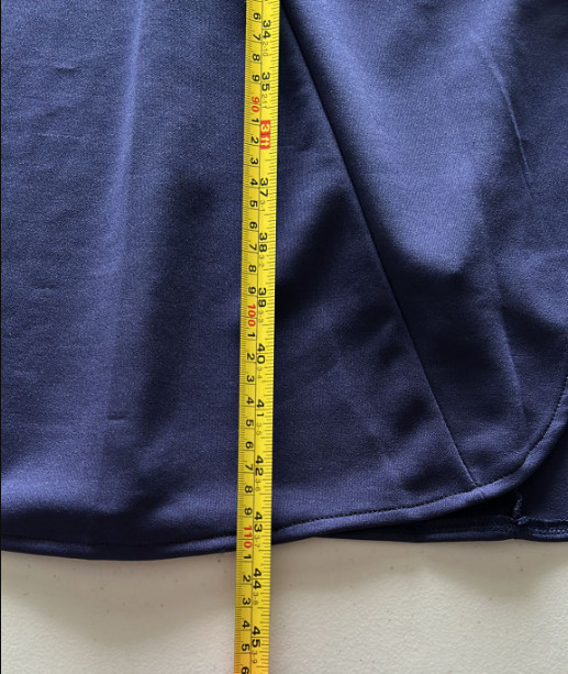 Elegant Navy Blue Sleeveless Draped Wrap Midi Dress Side Slit Lined Size M