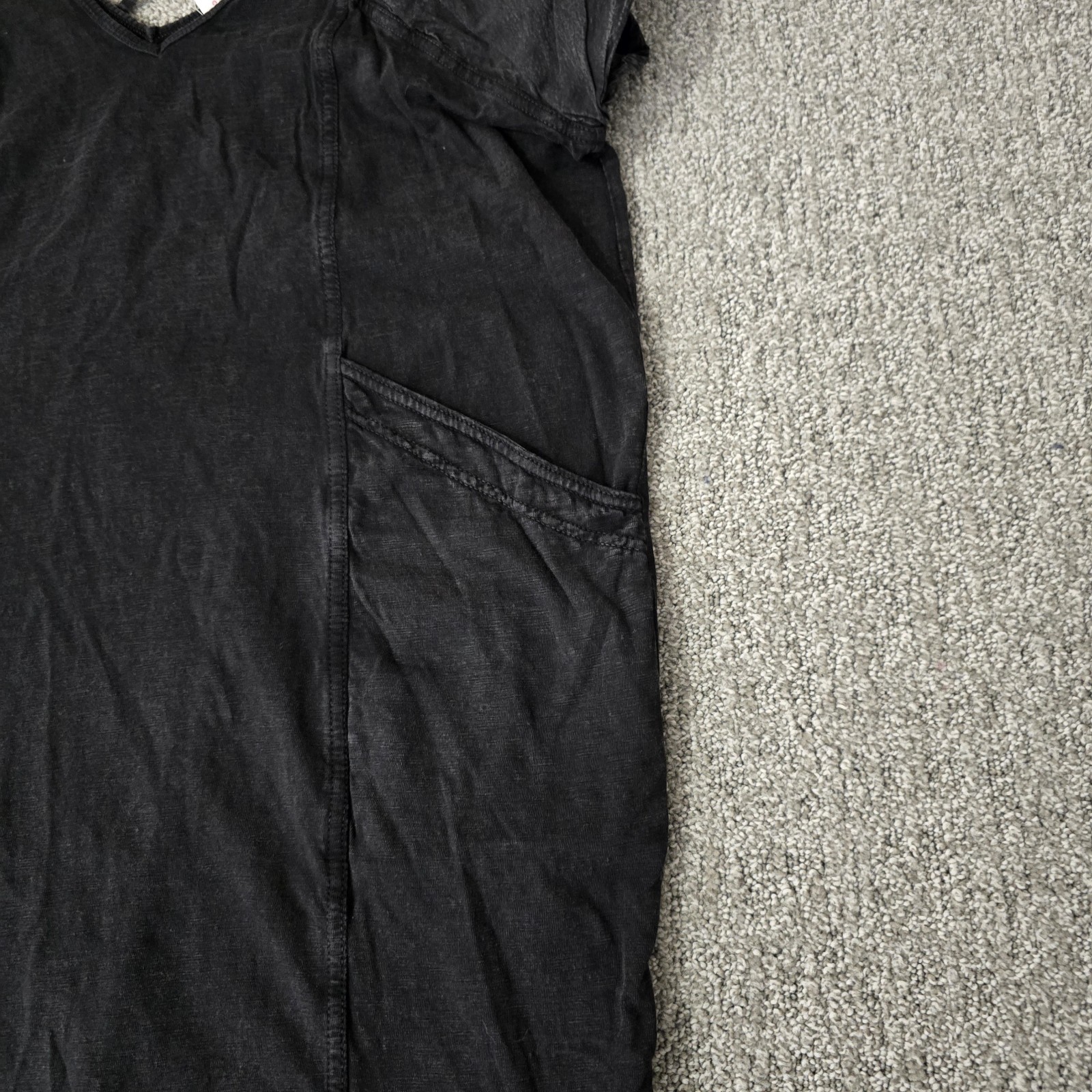 Anthropologie Daily Practice Flutter Sleeve Tee Dress XS Black V Neck
