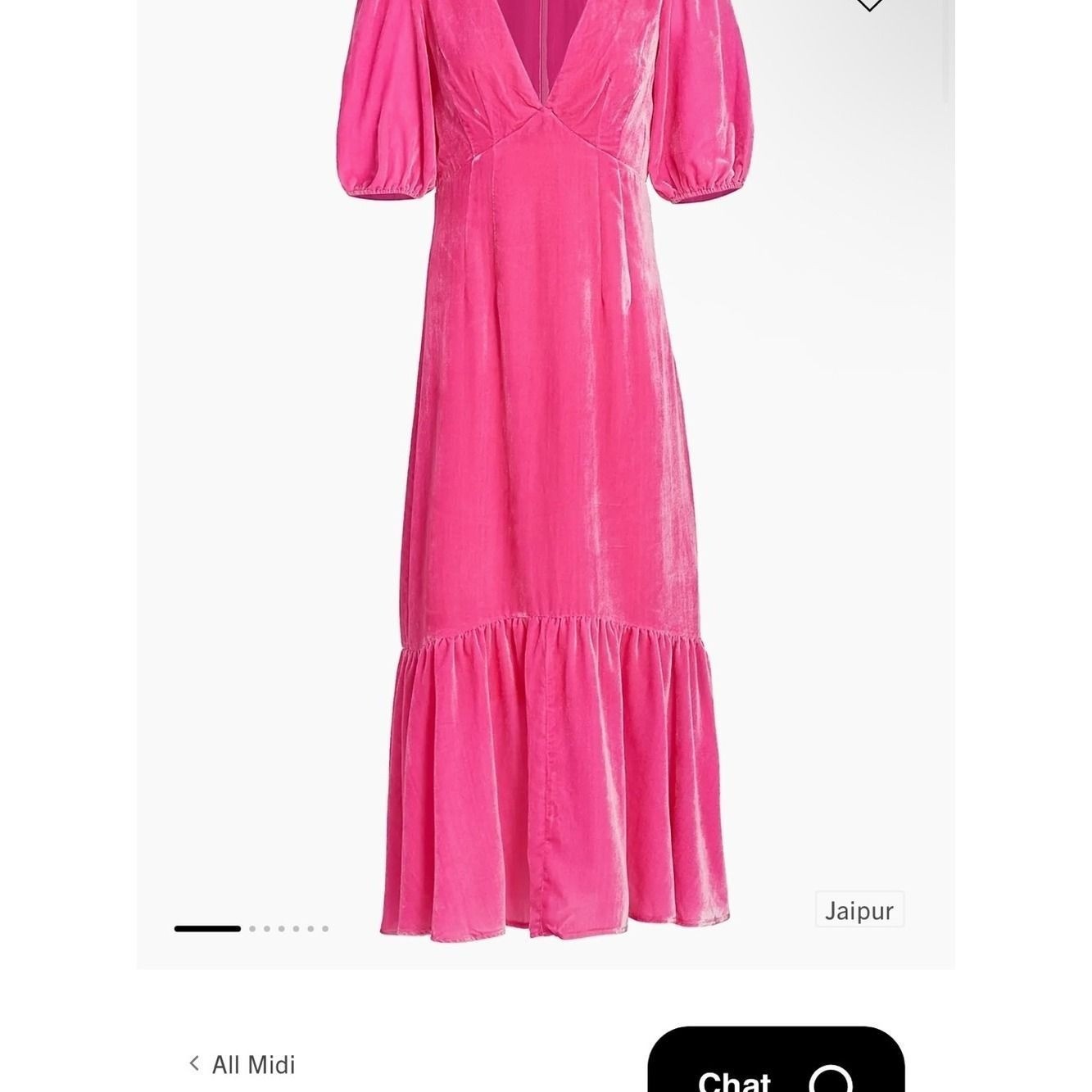 REVOLVE Rhode Jaipur V-Neck Puff Sleeve Midi Dress in Hot Pink