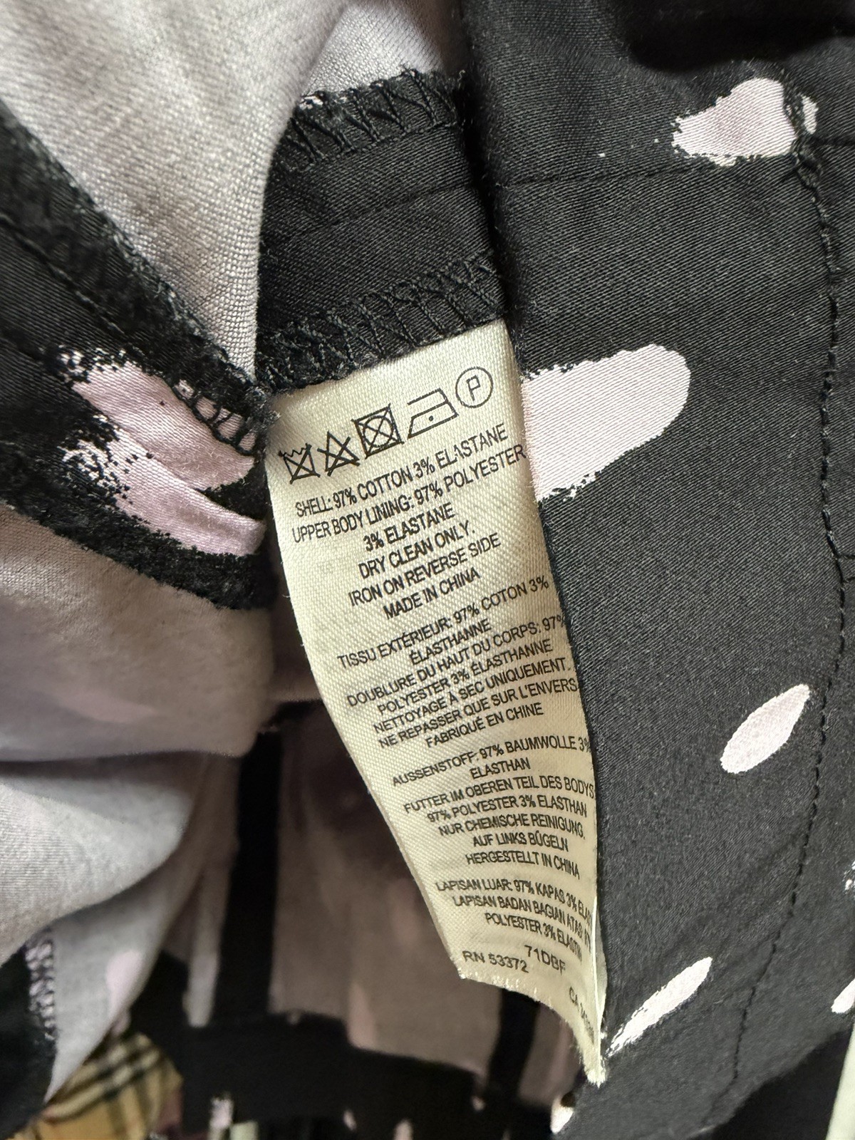 French Connection Black Violet Polka Dot Spray Cut Out Back S/S Dress $148 SZ 2