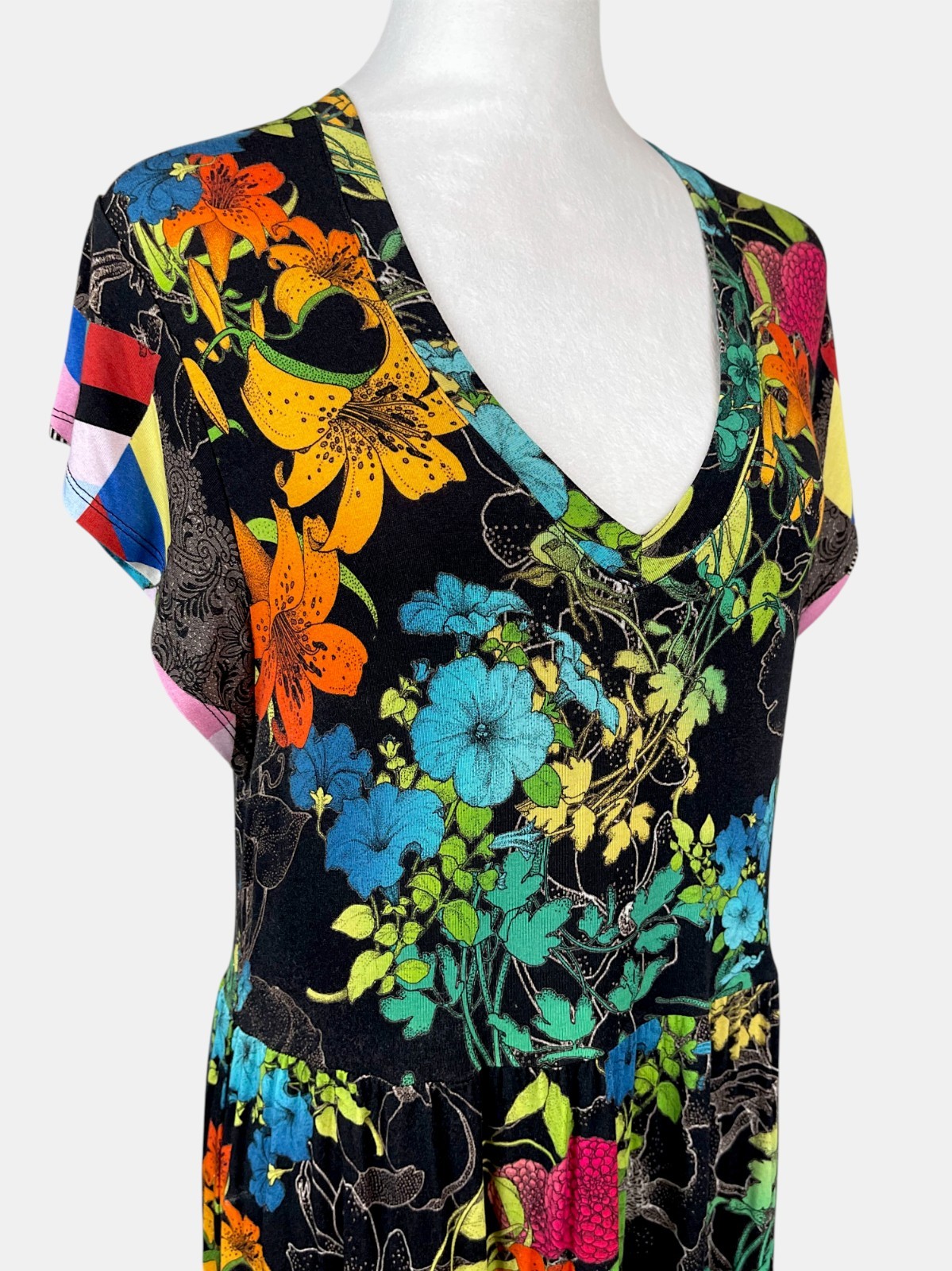 Johnny Was Nero Sequence Tiered Midi Dress Tea Length Floral Boho Sz S