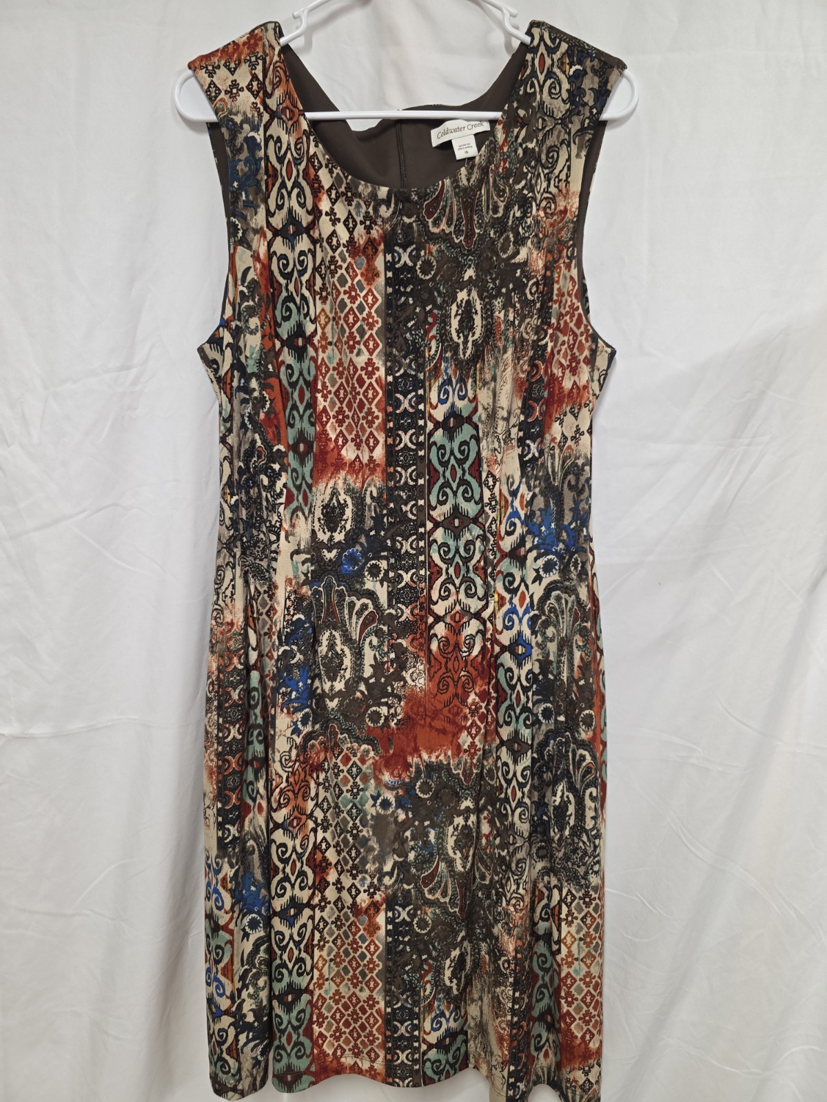 Coldwater Creek Women’s Sleeveless Midi Dress Size 16 Abstract Print
